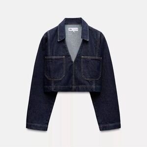 Zara Navy Cropped Denim Jacket and skort